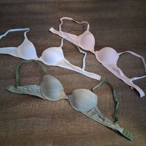SO Women's Trio Bra Set - White, Pink, Green